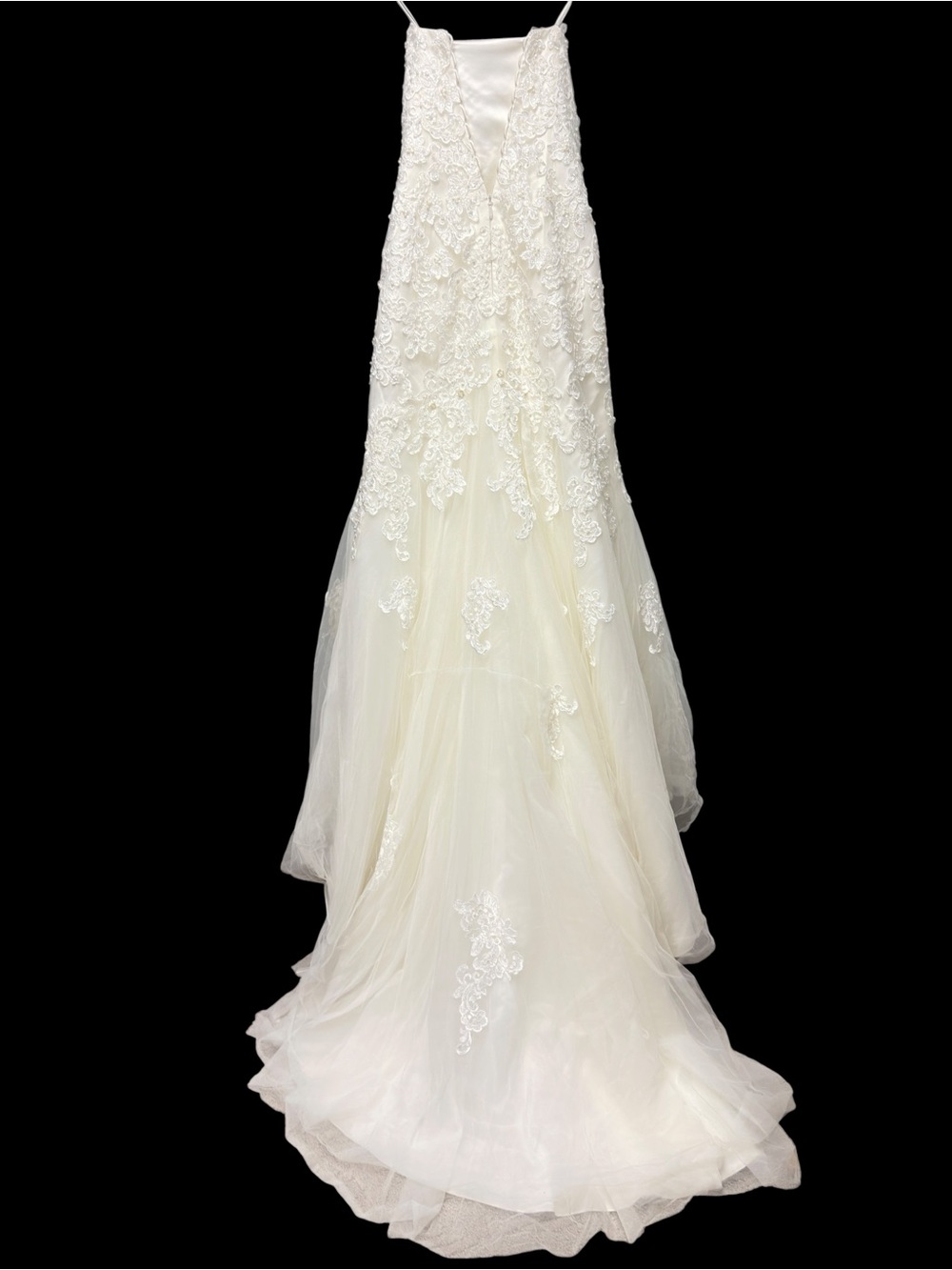 Camille La Vie Ivory Strapless Mermaid Lace Beaded Wedding Dress Gown Size 10 - Picture 4 of 13